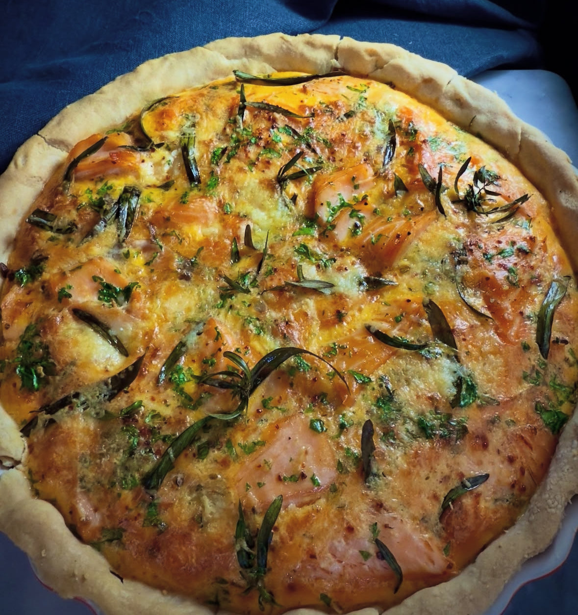 Hot Smoked Trout and Tarragon Quiche