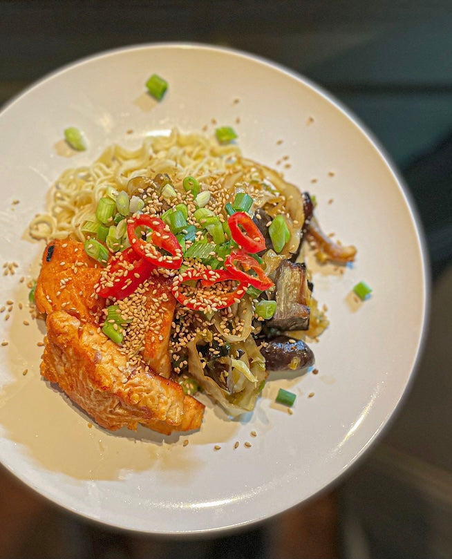 Sticky Aubergine & Trout Stir Fry