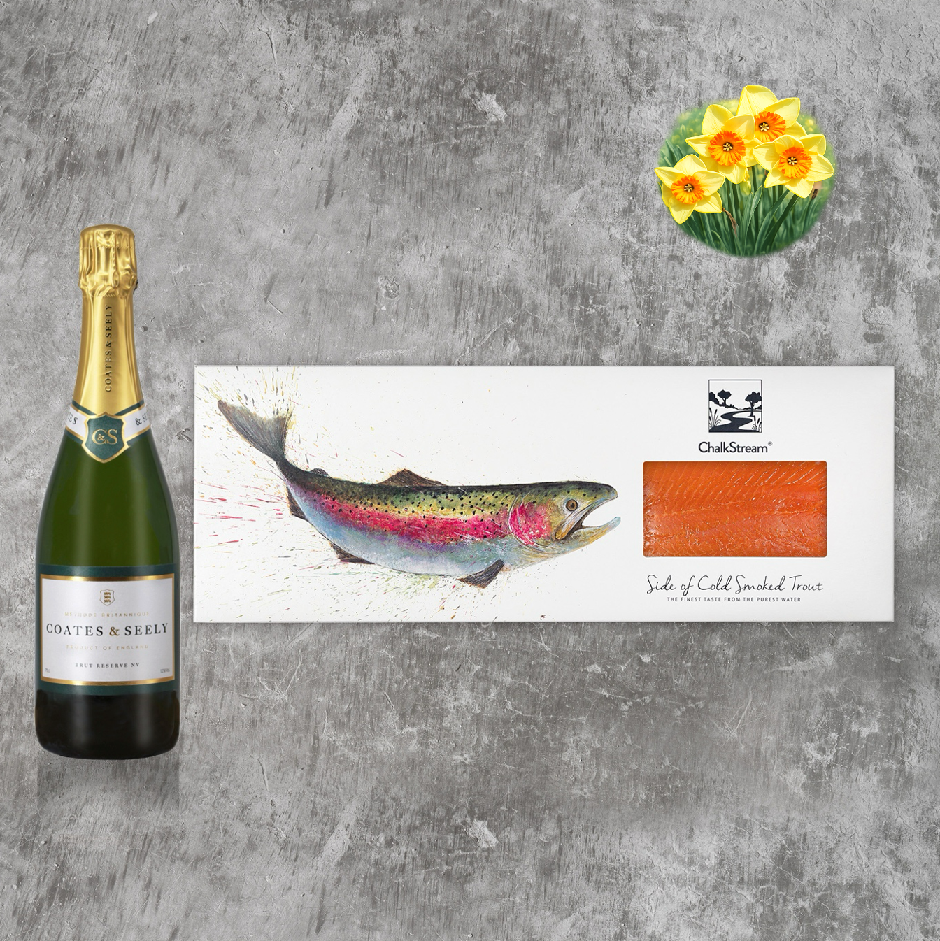 Cold Smoked Side & Bottle of Coates and Seely Brut NV