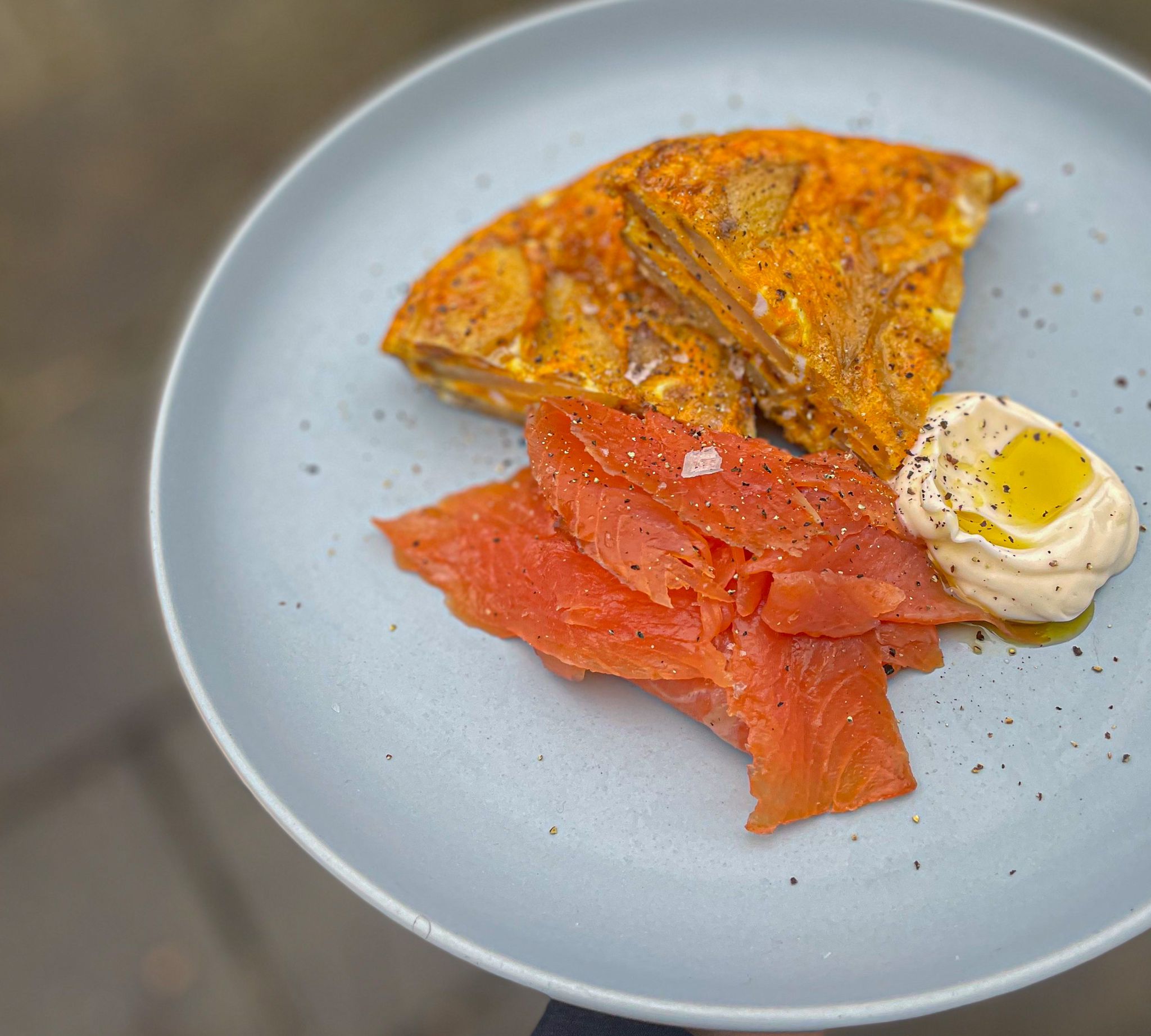 Spanish Tortilla with Cold Smoked Trout