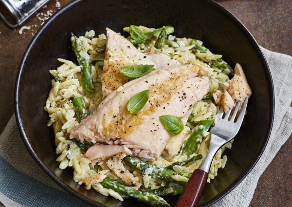 Trout with Creamy Orzo