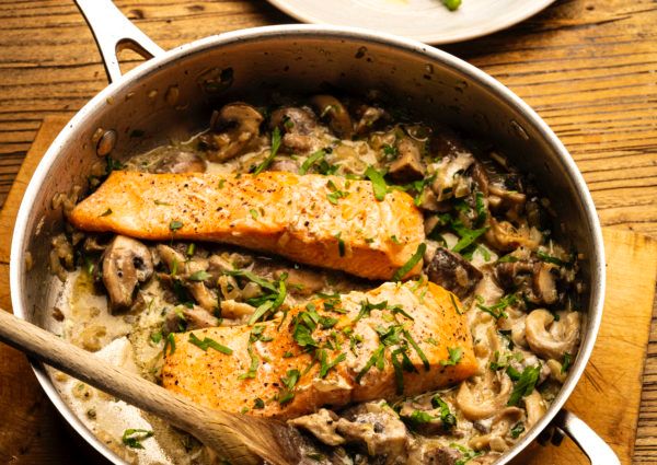 Pan-Fried Trout with Mushrooms and Tarragon